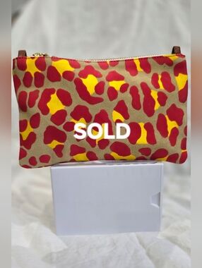 SOLD- Bold Red and Yellow Leopard Print Pouch